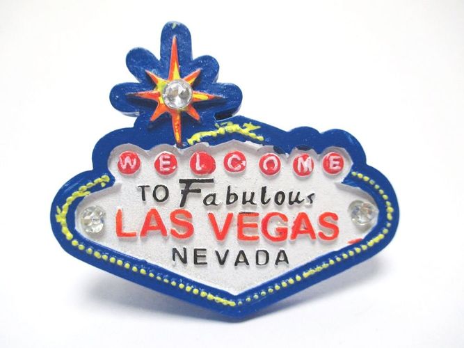 Las Vegas Poly Magnet Welcome Sign Strass Stein Souvenir USA 