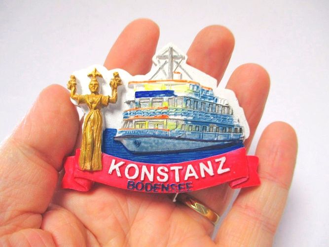 Konstanz Bodensee Magnet Poly 7,5 cm Germany Souvenir Schiff 