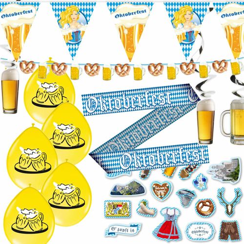 XXL Deko Set Oktoberfest mit 65 Teile für Bayern Party & Wiesn Bier Fest Bavaria 