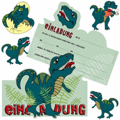DINOSAURIER Einladungen Konfetti Dino T-Rex Kindergeburtstag Kinder Party 