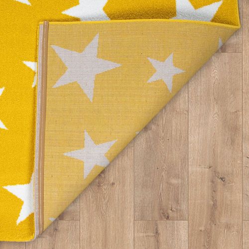 Kurzflor-Teppich Für Kinderzimmer Mit Stern-Muster Kinder-Teppich In Gelb 