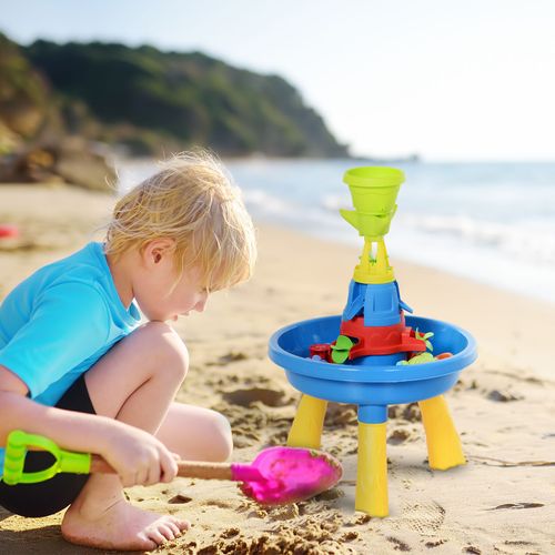 Kinder Sandspielzeug Sandkastentisch mit 26-tlg Zubehör Spieltisch 18-36 Jahren 