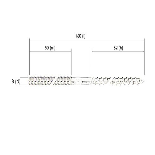 40x Stockschrauben A2 M10x80 Edelstahl 9082 Holz metrisches Gewinde Solar Wand