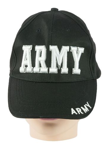 Army US Cap Mütze Basecap Baseballcap BB Baseball mit Stick BW Baumwolle schwarz