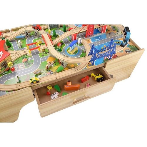 Fahrzeugen Gebäuden aus Holz - 3774 Kinderspielzeug-Holzset mit Brücken 