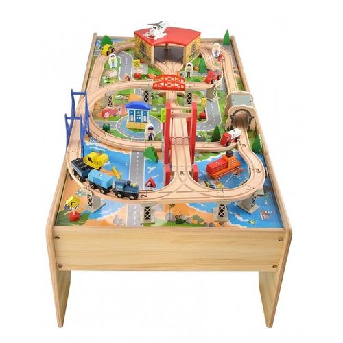 3774 Kinderspielzeug-Holzset mit Brücken Fahrzeugen Gebäuden aus Holz - 