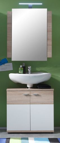 Waschbeckenunterschrank Bad Schrank weiß Eiche 60 cm Badmöbel Badezimmer  Campus kaufen bei
