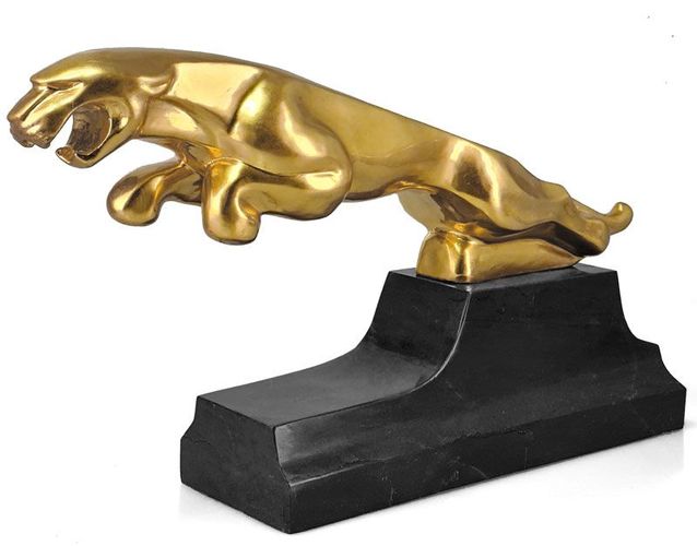 Bronzeskulptur pirschender Jaguar Raubkatze Gartenfigur Gartendekoration 