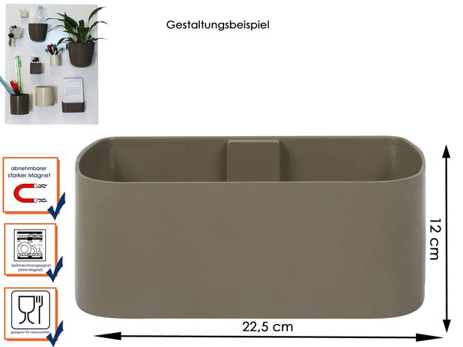 Grau 12 cm Kunststofftopf mit Magnet B Wandaufbewahrung Wanddeko KalaMitica 