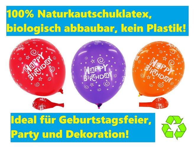 *NEU Geburtstag Luftballons Groß Oval mit Happy Birthday Feier Party 100% BIO* 