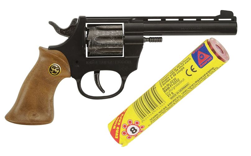 Schrödel Super 88 Spielzeugpistole 8 Schuss Pistole Revolver Cowboy Karneval 
