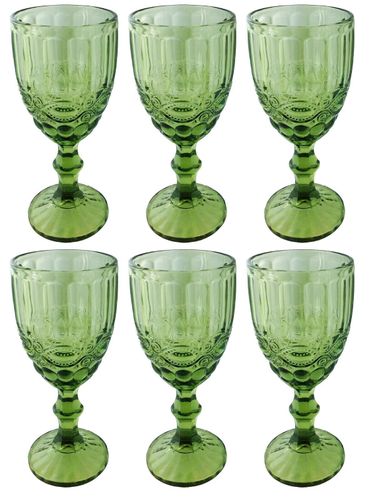 Weinglas Vintage grün Glas Gläser Weingläser Eisbecher Wasserglas Wasserkug 