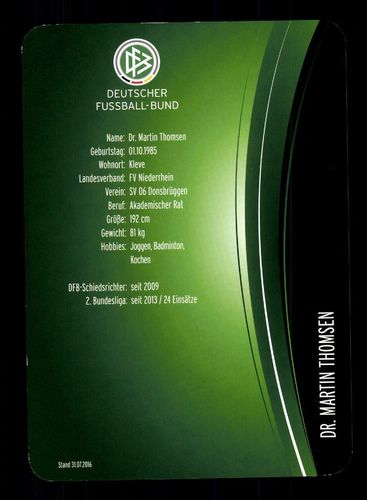 Martin Thomsen Autogrammkarte DFB Schiedsrichter Original Signiert+A 174264 