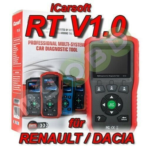 iCarsoft RT v1 Profi Diagnosegerät für Renault Dacia OBD 2 Öl Service ABS uvm. 