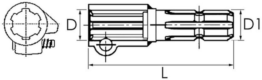 Zapfwellenverlängerung 1 3/8" 6/6 Zähne Klemmschraube L170 mm Zapfwelle Traktor