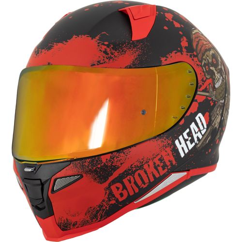Rot verspiegeltes Visier gratis Motorrad-Helm Broken Head Jack S Rot Set 