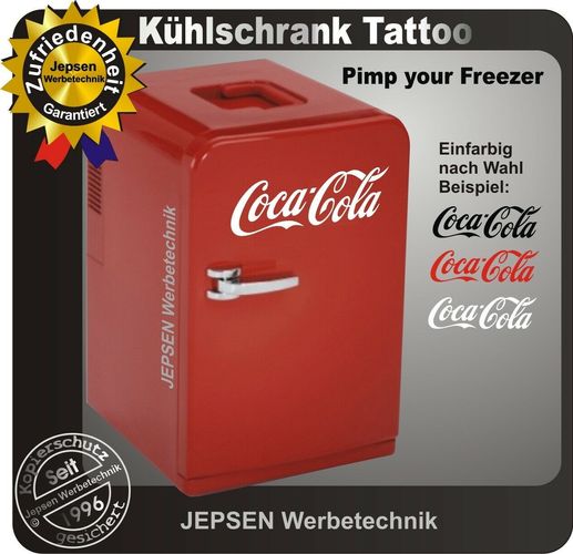 Aufkleber Coca Cola 30cm für ihren Kühlschrank Kühltruhe oder Tür Farbwunsch