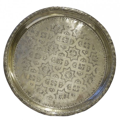 antikes orientalisches TEETABLETT ø 50cm Silbertablett Serviertablett Tablett