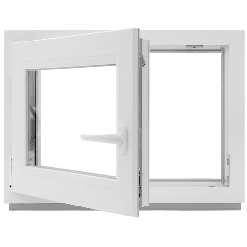 Fenster 2 fach Satinato Dreh-Kipp mit Fensterbank außen Anthrazit Premium 