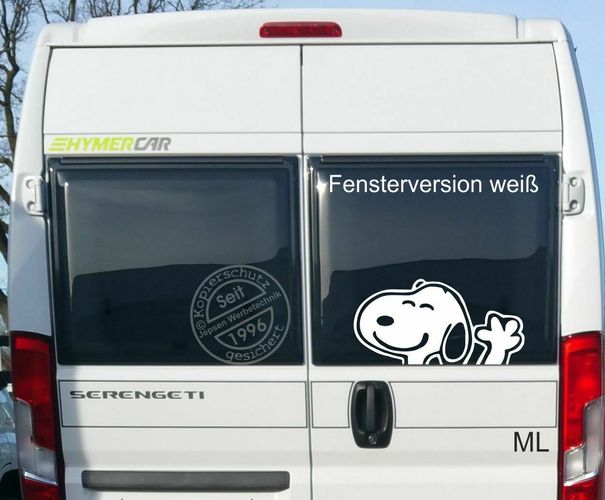 Aufkleber S102 Snoopy 40x21cm ML o MR Wunschfarbe Auto Wohnmobil Wohnwagen  Bus kaufen bei