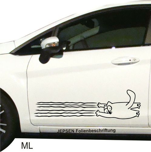 Katze Autoaufkleber Simons Cat Aufkleber 60x16cm Wunschfarbe C52 ML oder MR  