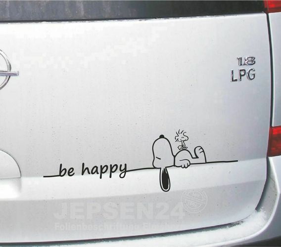 be happy Aufkleber Snoopy schlafend + Woodstock - 35x11cm S156