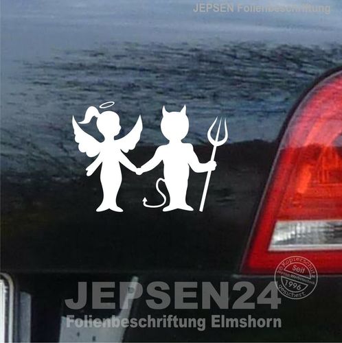 Aufkleber Engel & Teufel Autoaufkleber 12x8cm S001 Farbwunsch Fun Sticker  kaufen bei
