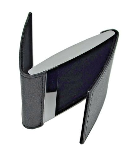 Visitenkartenetui Visitenkartenbox mit Gravur schwarz Lederoptik Metall graviert 