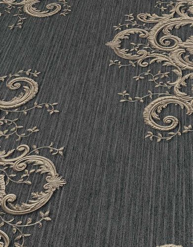 Vliestapete schwarz gold kaufen Muster Decoration metallic Ornament bei ELLE Erissmann 10154-15