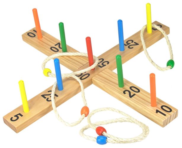 Outdoor active Ringwurfspiel aus Holz mit 9 Stäben 