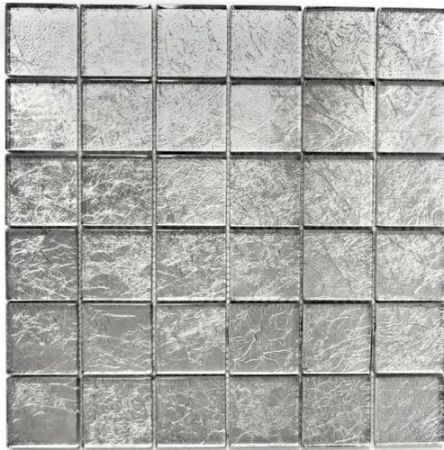 Mosaik Rückwand Transluzent Glasmosaik Crystal silber Struktur MOS123-8SB26_f 