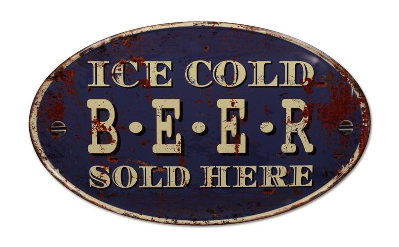 Cold Beer Bierwerbung Schild Anzeigetafel Blechschild Kneipe Bar 