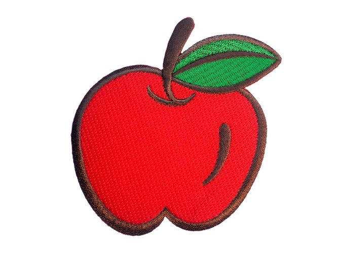 Apfel mit Wurm Patches Aufbügeln Ca 6,5x6cm Aufnäher / Bügelbild rot 