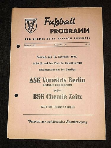 Programm 1977/78 BSG Chemie Leipzig Einheit Wernigerode 