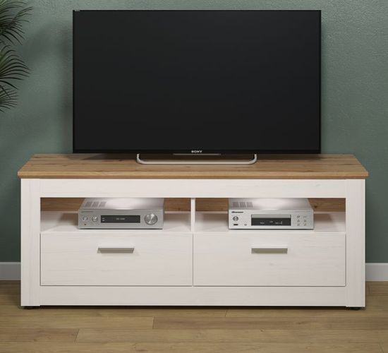 TV Lowboard in weiß Pinie mit Eiche Artisan TV-Unterschrank in Komforthöhe  Shade kaufen bei