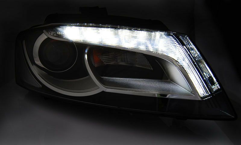 Audi A3 8P LED Tagfahrlicht Scheinwerfer Neon schwarz Bj.2009-2013