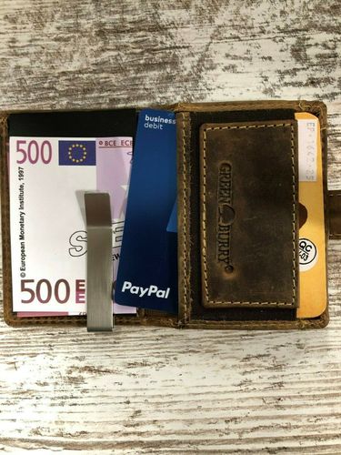Greenburry Minigeldbörse mit Geldklammer RFID Schutz Münzfach