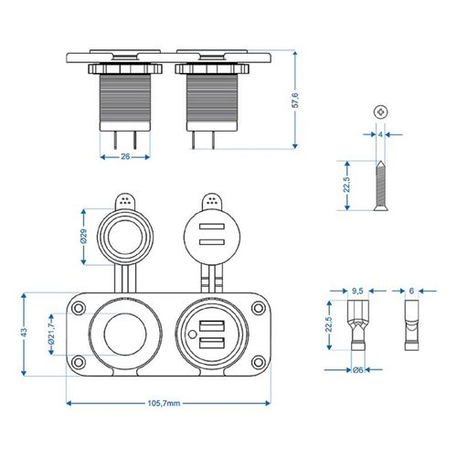 Doppel Einbau Steckdose 2x2100mA Einbausteckdose DIN + USB 12V für KFZ  Wohnmobil kaufen bei
