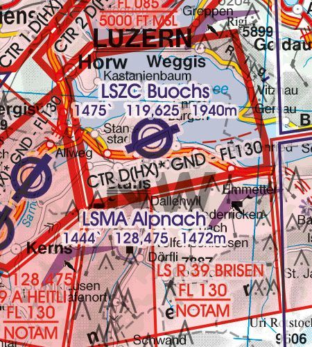 VFR Flugkarte Schweiz 2020 für Motorflug 1:500.000 laminiert von Rogers Data
