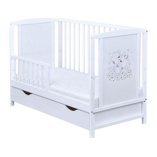 Bettkasten Schutzgitter Babybett Kinderbett Juniorbett 2in1 Weiß 120x60cm inkl 