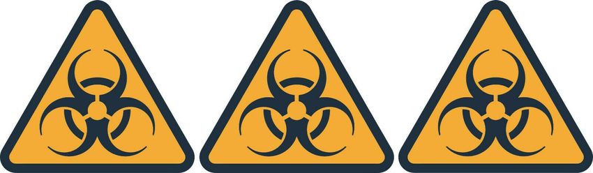 eckig 10x 5 cm Aufkleber Warnung Vorsicht Biohazard Hinweiss Virus Sticker 