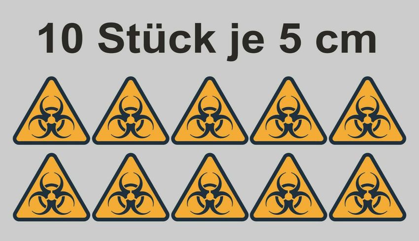 10x15 cm  Aufkleber Warnung Vorsicht Hinweiss Virus Sticker Gefahr Biohazard