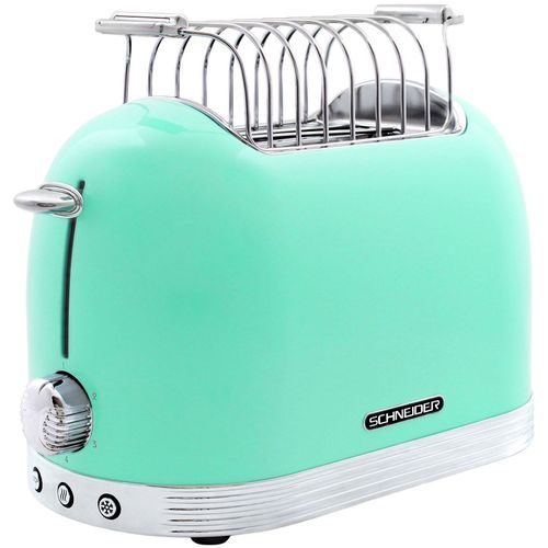 Schneider Vintage 2 Scheiben Edelstahl Toaster Automat Brötchenaufsatz elfenbein 