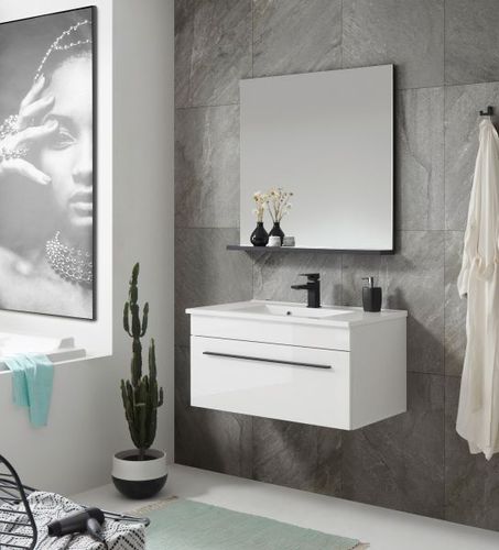 Wandspiegel HWC-F75, Badezimmer Badspiegel Spiegel, Ablagefläche Landhaus  58x59x12cm weiß von Heute-Wohnen