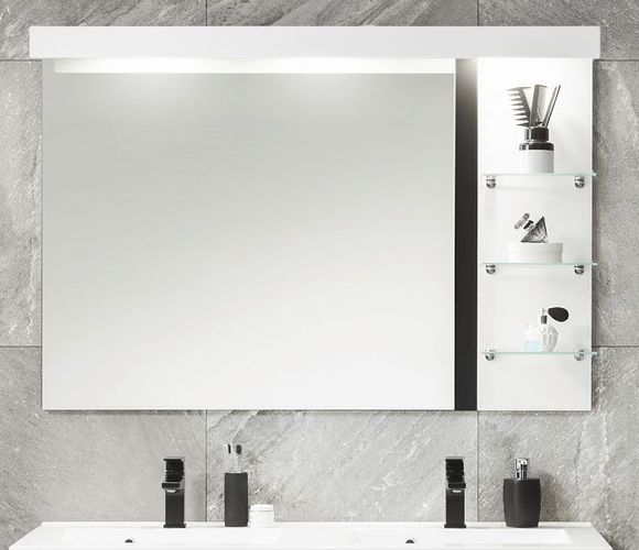 Bad Spiegel mit Ablage und LED weiß Hochglanz Badmöbel Badezimmerspiegel  Design-D kaufen bei