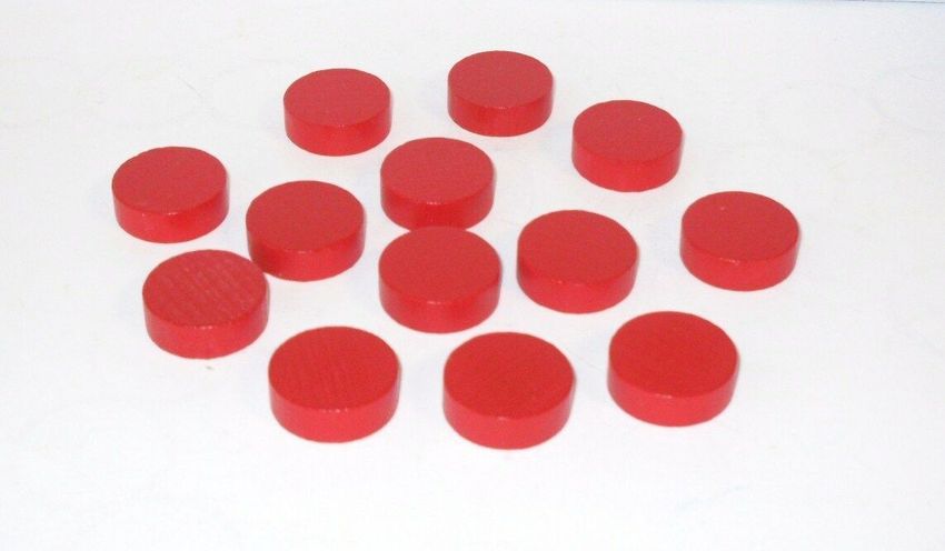 rund 25 x 7mm rot Spielmarken Scheiben Zählchips 12 Holz-Spielsteine 