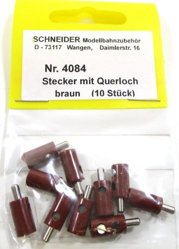Schneider 4084 OVP NEU Querlochstecker 10 Stück braun 