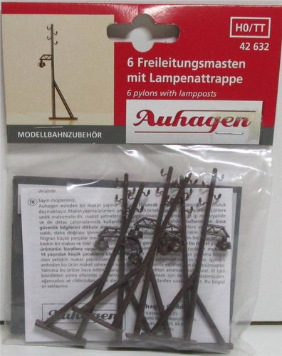 Neu 42632 Auhagen Freileitungsmasten mit Lampenattrappe HO/TT 