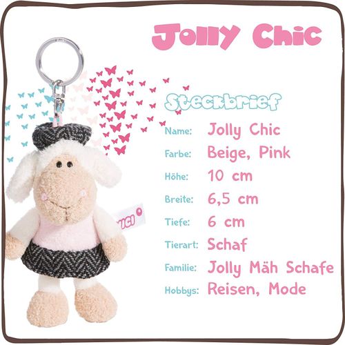 Nici 44262 Schlüsselanhänger Schaf Jolly Chic ca 10cm Plüsch Jolly Journey in Pa 