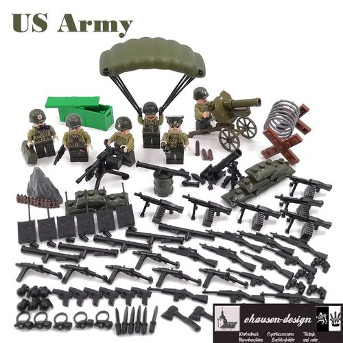 Armee 16 Soldaten Zubehör Bausteine Militärset US-Army Waffen LEGO kompatibel 